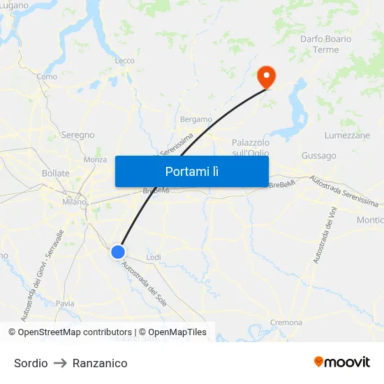 Sordio to Ranzanico map