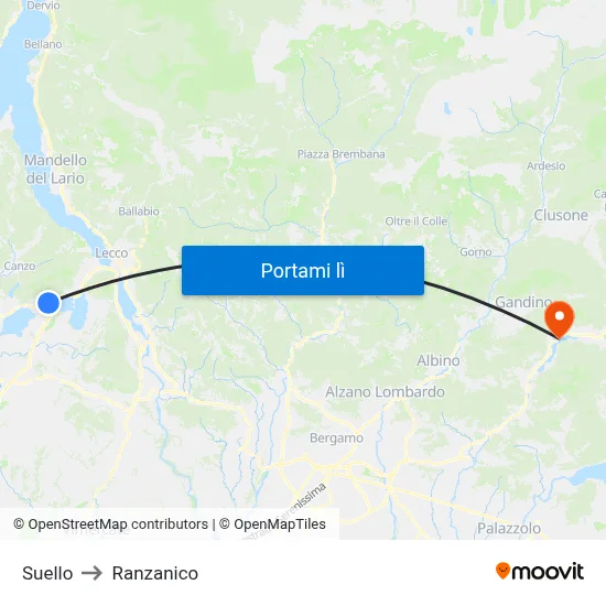 Suello to Ranzanico map