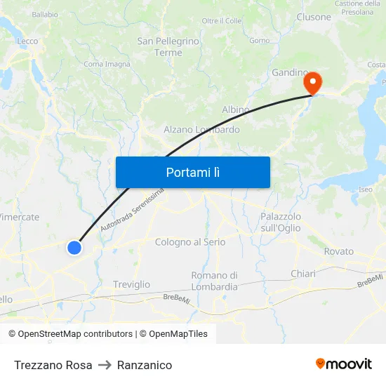 Trezzano Rosa to Ranzanico map