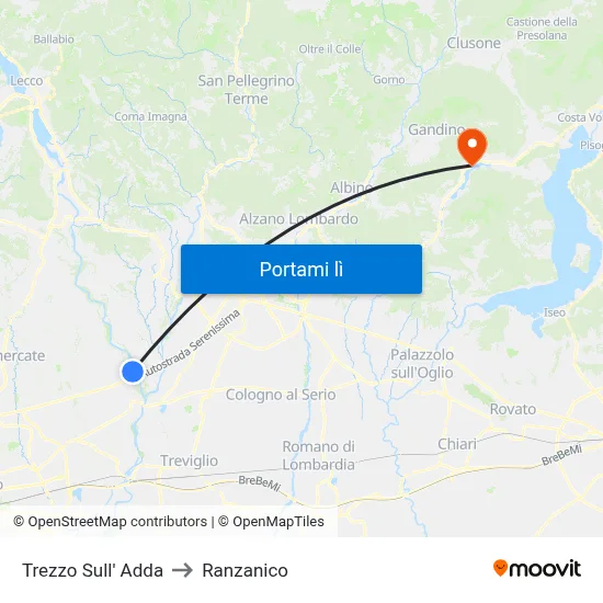 Trezzo Sull' Adda to Ranzanico map