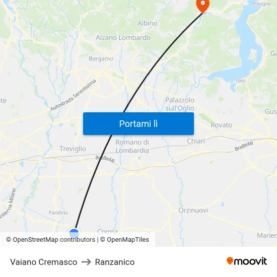 Vaiano Cremasco to Ranzanico map