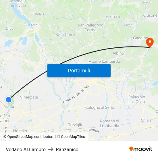 Vedano Al Lambro to Ranzanico map