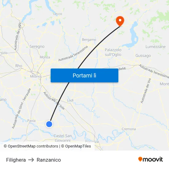 Filighera to Ranzanico map