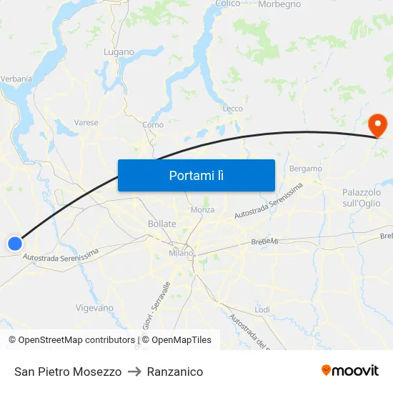 San Pietro Mosezzo to Ranzanico map