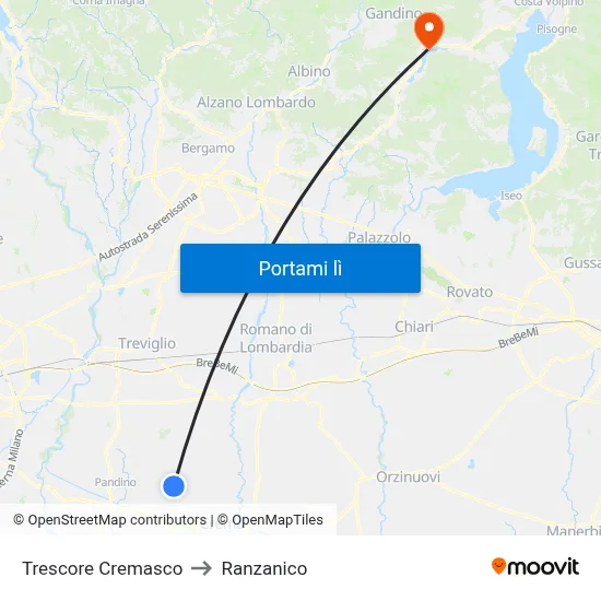 Trescore Cremasco to Ranzanico map