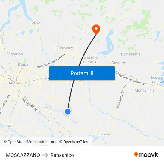 MOSCAZZANO to Ranzanico map