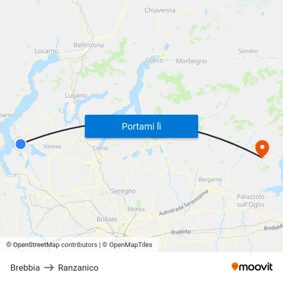 Brebbia to Ranzanico map
