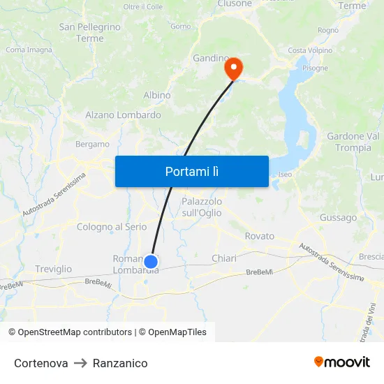 Cortenova to Ranzanico map