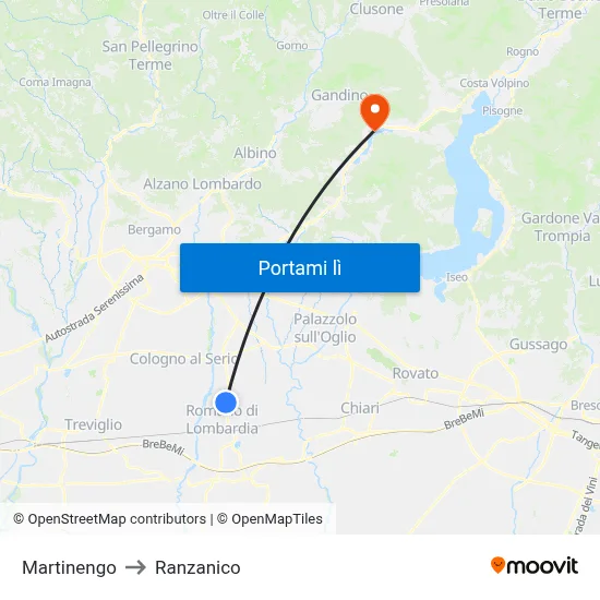 Martinengo to Ranzanico map