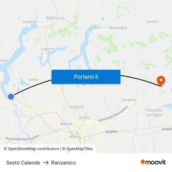 Sesto Calende to Ranzanico map