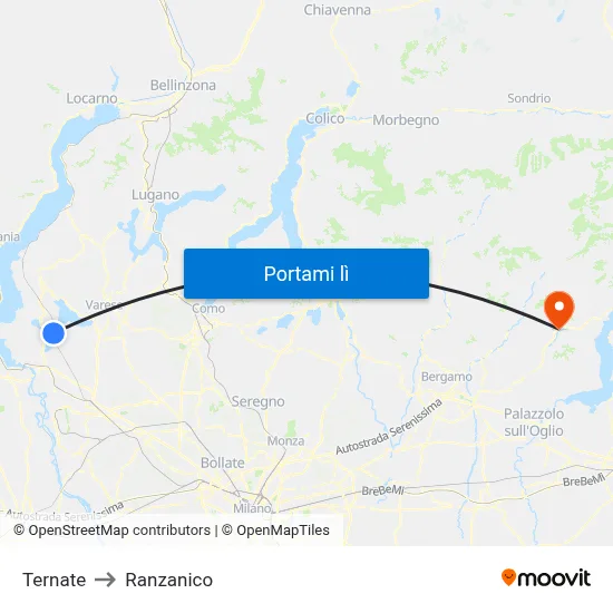 Ternate to Ranzanico map