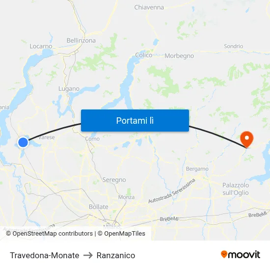 Travedona-Monate to Ranzanico map