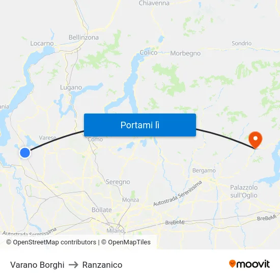 Varano Borghi to Ranzanico map