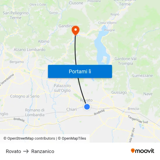 Rovato to Ranzanico map