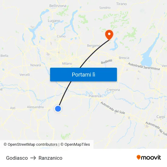 Godiasco to Ranzanico map