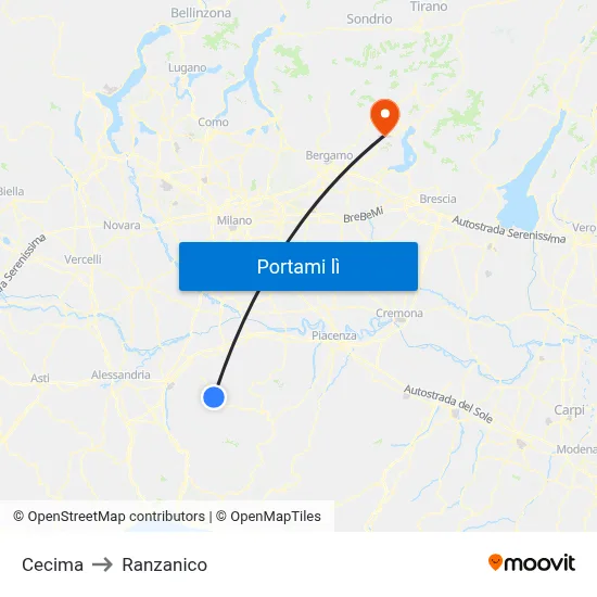 Cecima to Ranzanico map