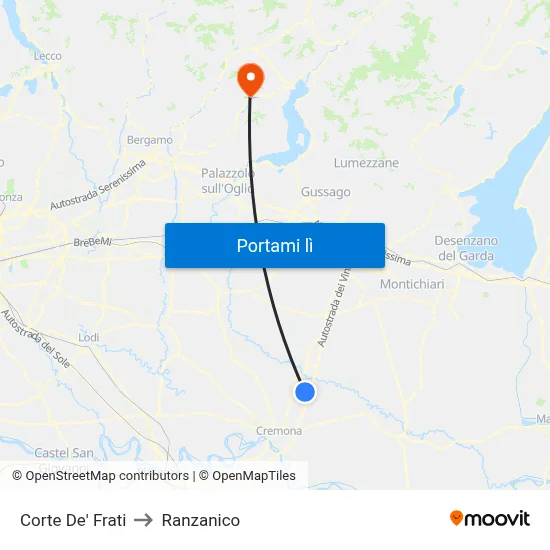 Corte De' Frati to Ranzanico map
