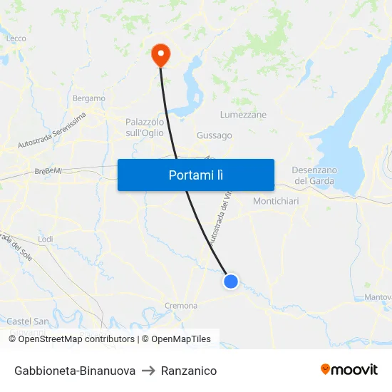 Gabbioneta-Binanuova to Ranzanico map