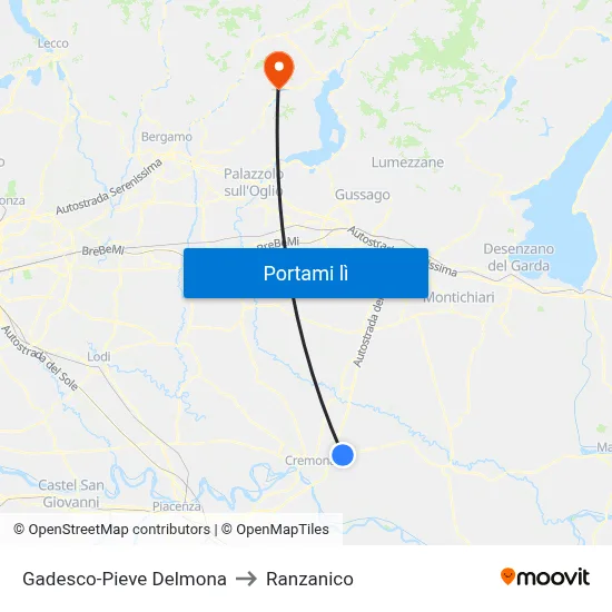Gadesco-Pieve Delmona to Ranzanico map