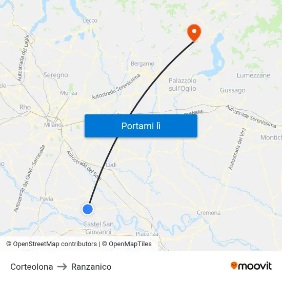 Corteolona to Ranzanico map