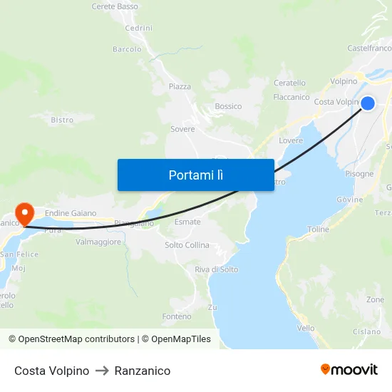Costa Volpino to Ranzanico map