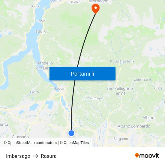 Imbersago to Rasura map