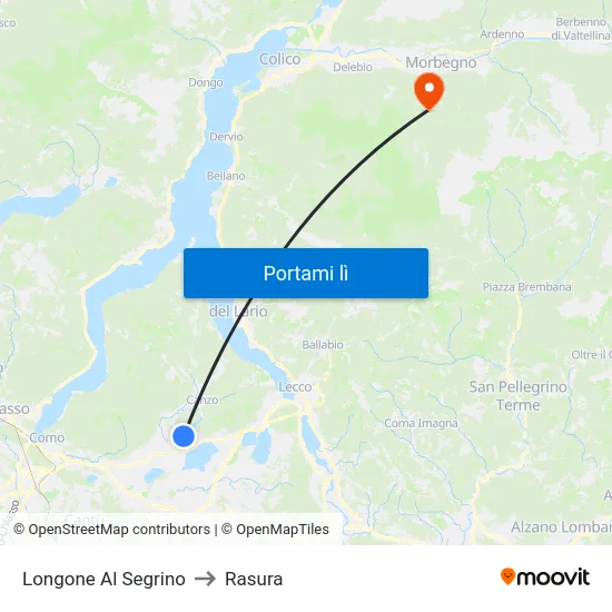 Longone Al Segrino to Rasura map