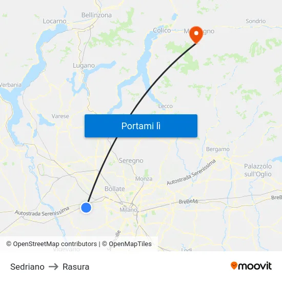 Sedriano to Rasura map