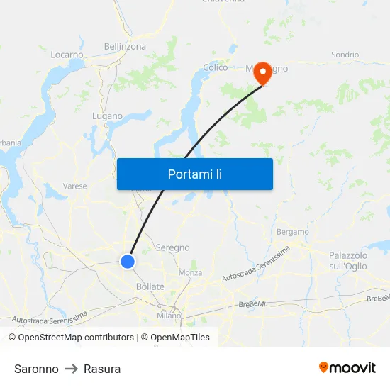 Saronno to Rasura map