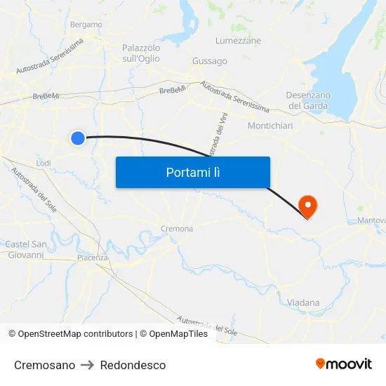 Cremosano to Redondesco map