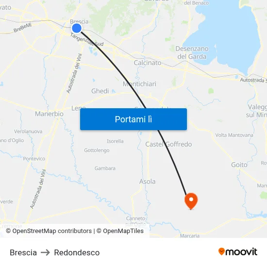 Brescia to Redondesco map