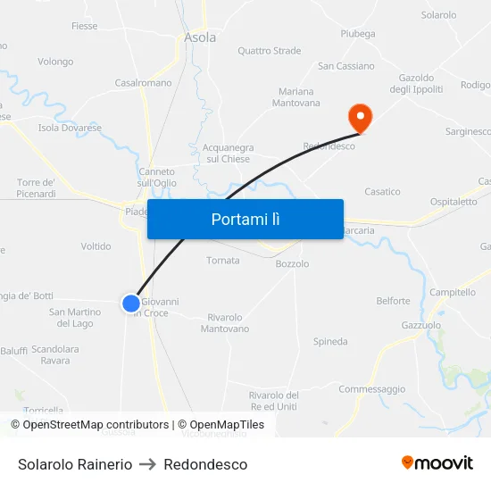 Solarolo Rainerio to Redondesco map
