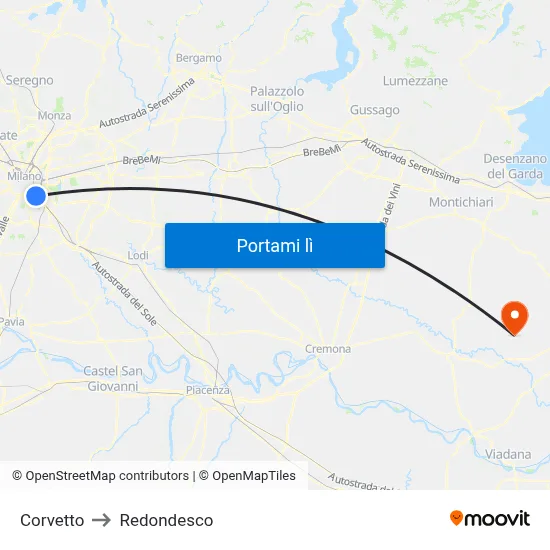 Corvetto to Redondesco map