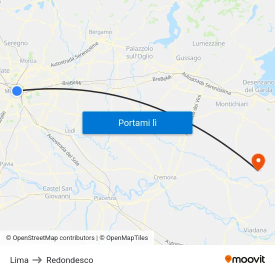 Lima to Redondesco map