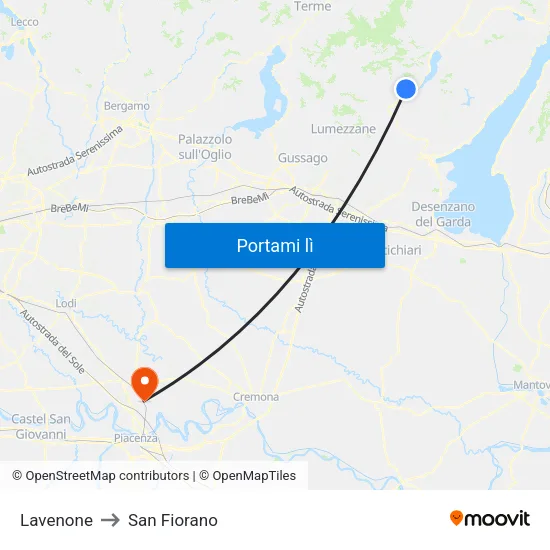 Lavenone to San Fiorano map