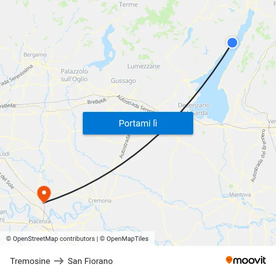 Tremosine to San Fiorano map