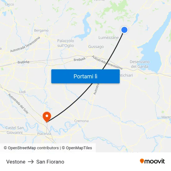 Vestone to San Fiorano map