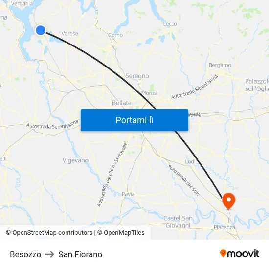 Besozzo to San Fiorano map