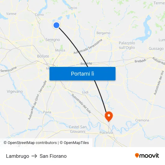 Lambrugo to San Fiorano map