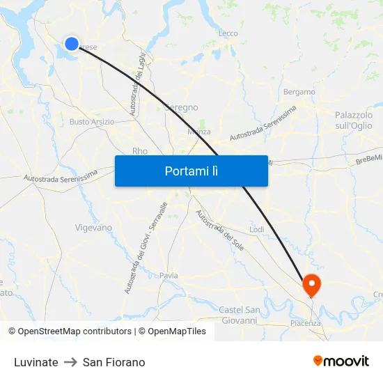 Luvinate to San Fiorano map