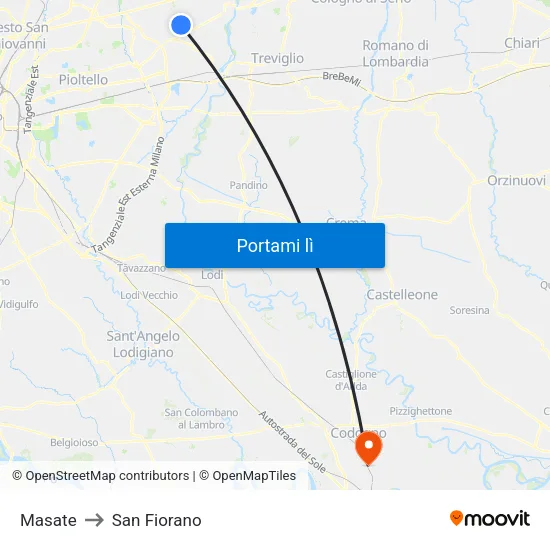 Masate to San Fiorano map