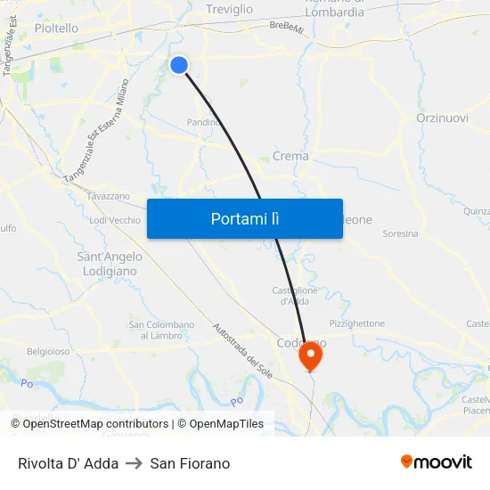 Rivolta D' Adda to San Fiorano map