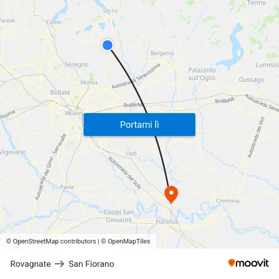 Rovagnate to San Fiorano map