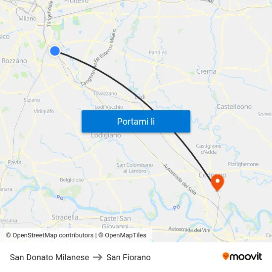 San Donato Milanese to San Fiorano map