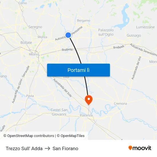 Trezzo Sull' Adda to San Fiorano map