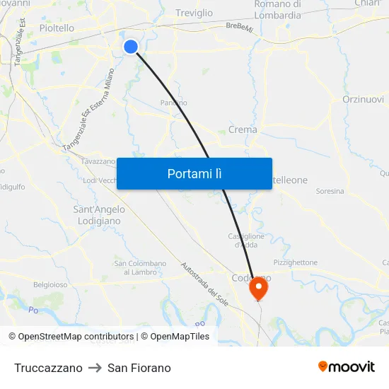 Truccazzano to San Fiorano map