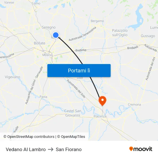 Vedano Al Lambro to San Fiorano map