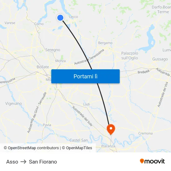 Asso to San Fiorano map