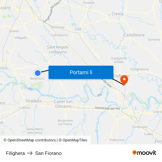 Filighera to San Fiorano map