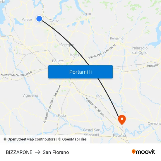 BIZZARONE to San Fiorano map
